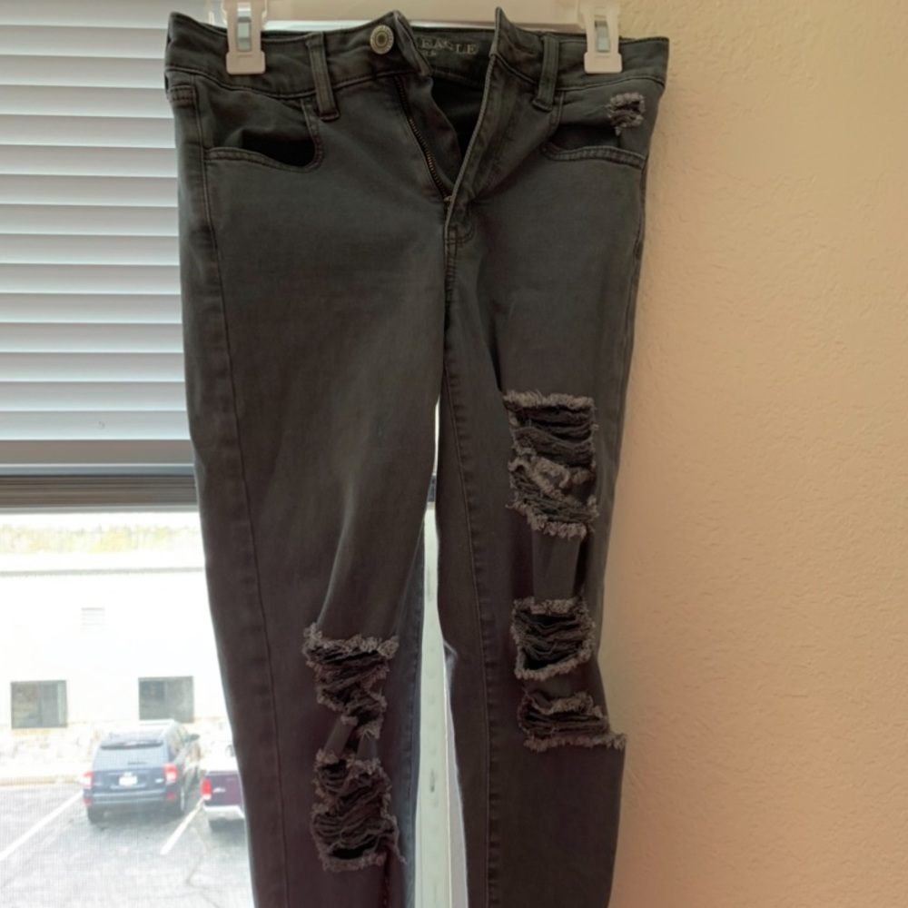 Ae distressed grey jeans